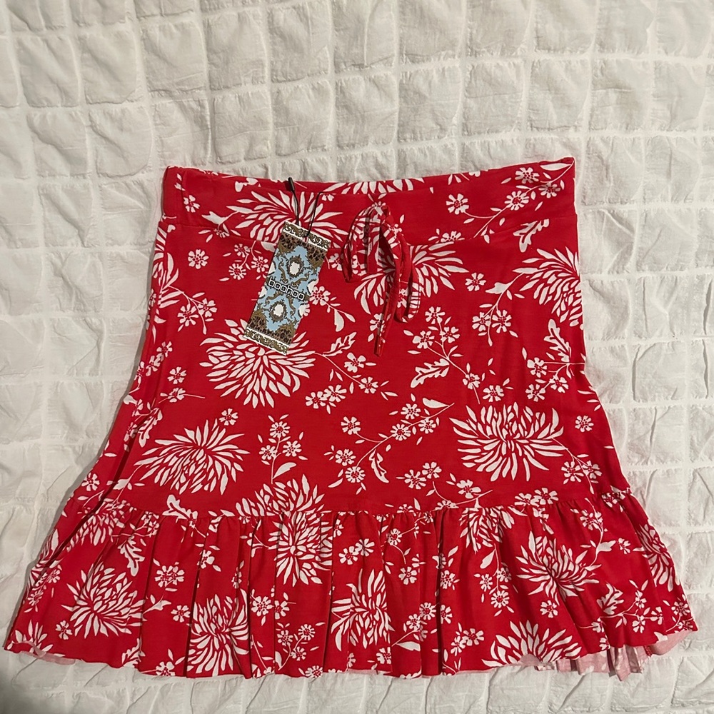 Boohoo Red Floral Skirt